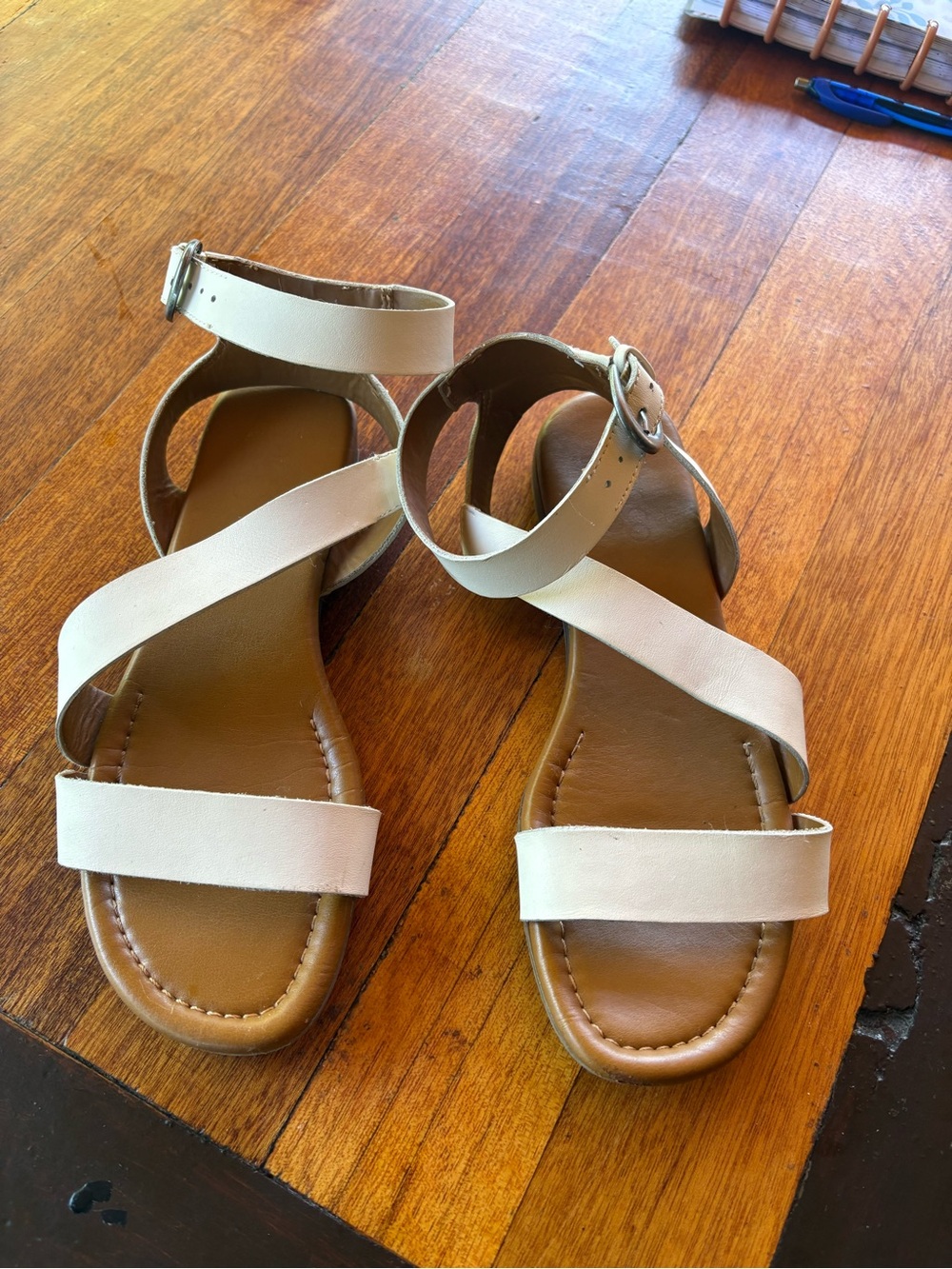 Franco Sarto White Ankle-Strap Flat Sandals